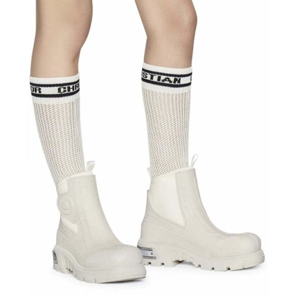 Dior Genesis Off White Logo Neoprene Rubber Winter Snow Short Ankle Rain Boot 38 - Picture 4 of 9